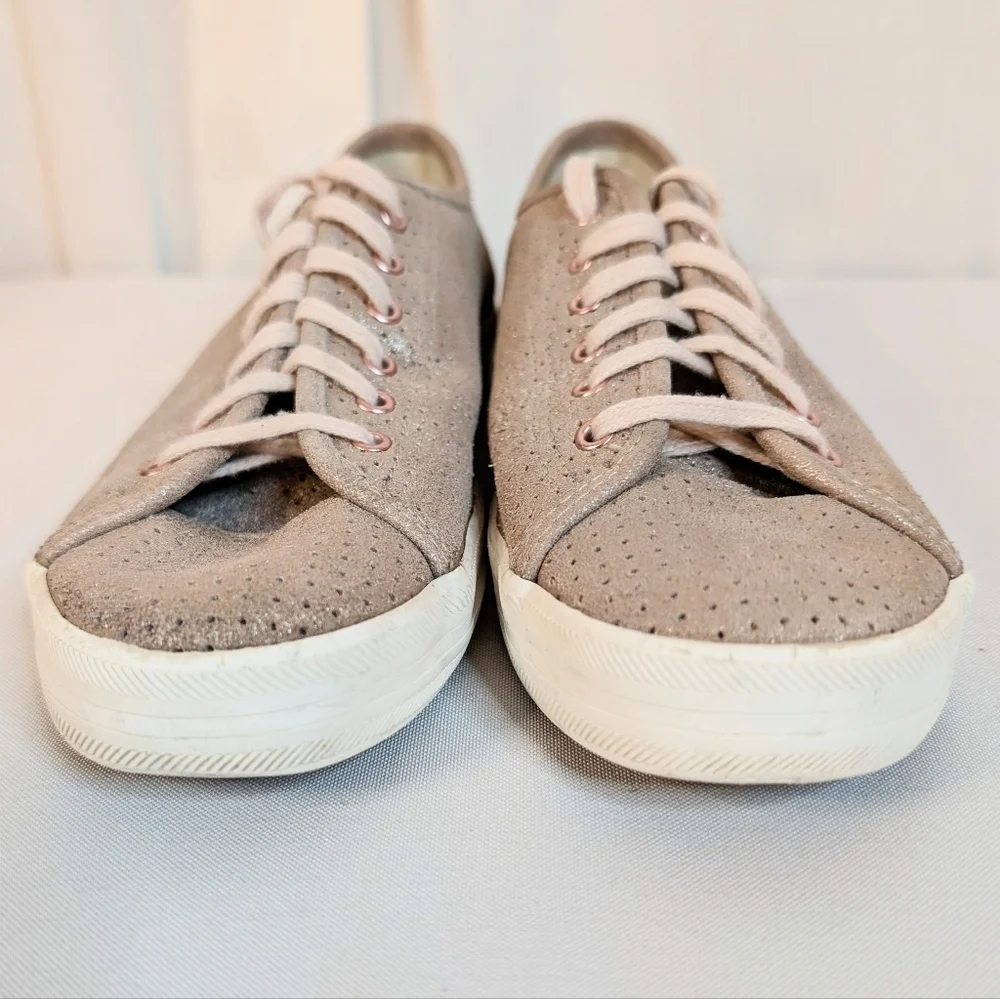 Keds For Kate Spade Kickstart Perforated Shimmer Rose Gold Sneakers Size 7